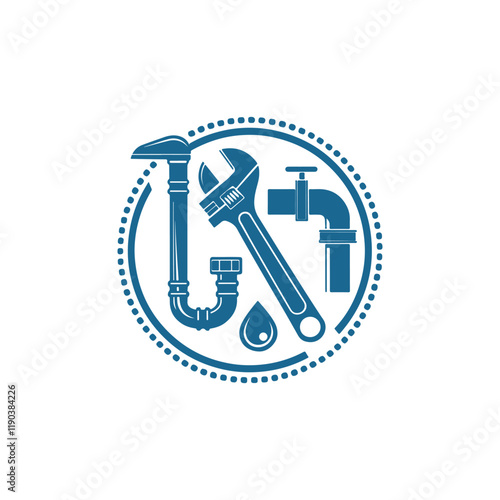 plumbing service silhouette vector clip art logo