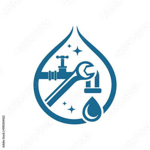 plumbing service silhouette vector clip art logo