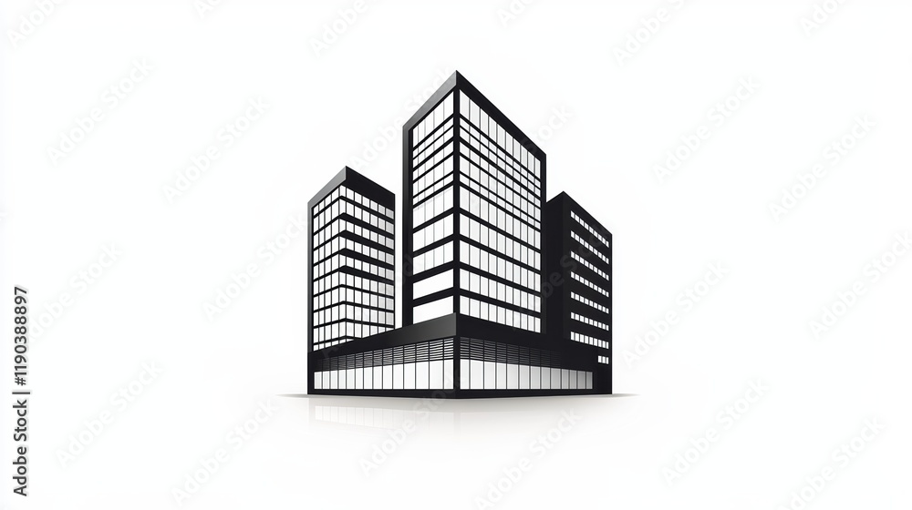Modern office buildings in urban setting architectural design minimalist style high-rise view Modern office buildings in urban setting architectural design minimalist style high-rise view