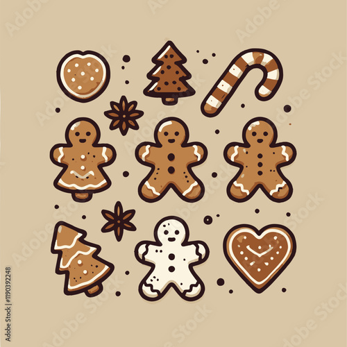christmas gingerbread cookies illustrations vector