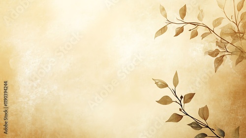Elegant Beige Background With Delicate Brown Branches And Leaves