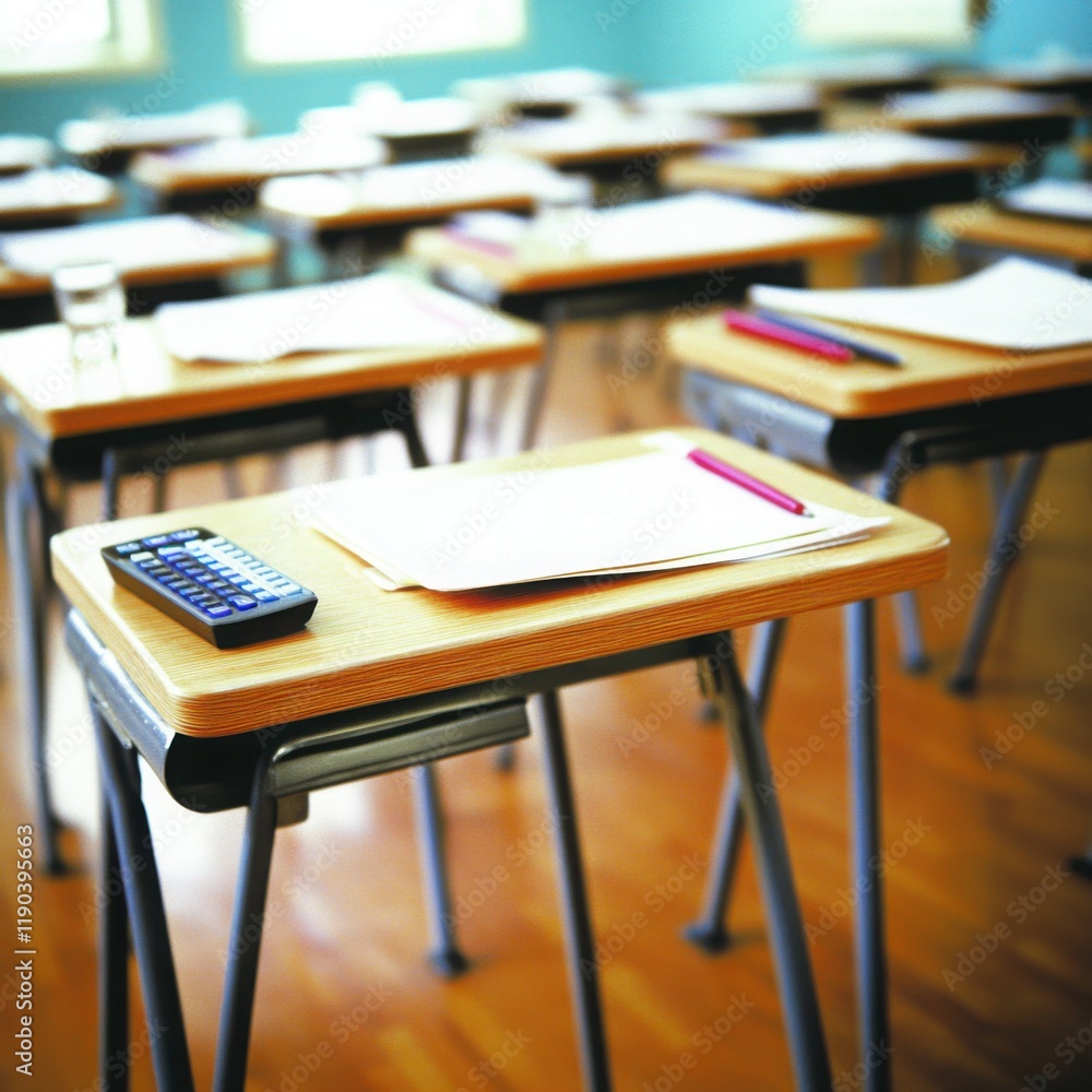 Examination preparation process at a desk. Examination preparation process at a desk.