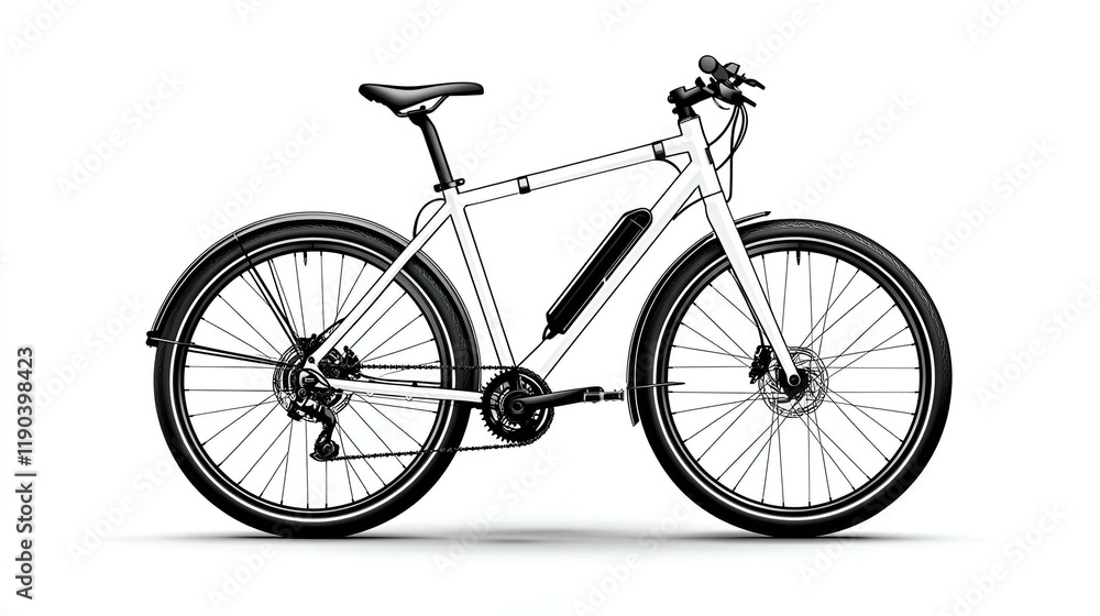 Sleek Black Line Bicycle Design, minimalist vector art showcasing a streamlined bicycle silhouette with elegant curves and sharp angles.