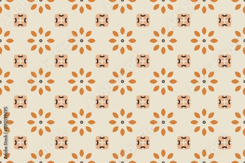Vibrant Orange Floral Geometric Seamless Pattern for Modern Textile & Decor.