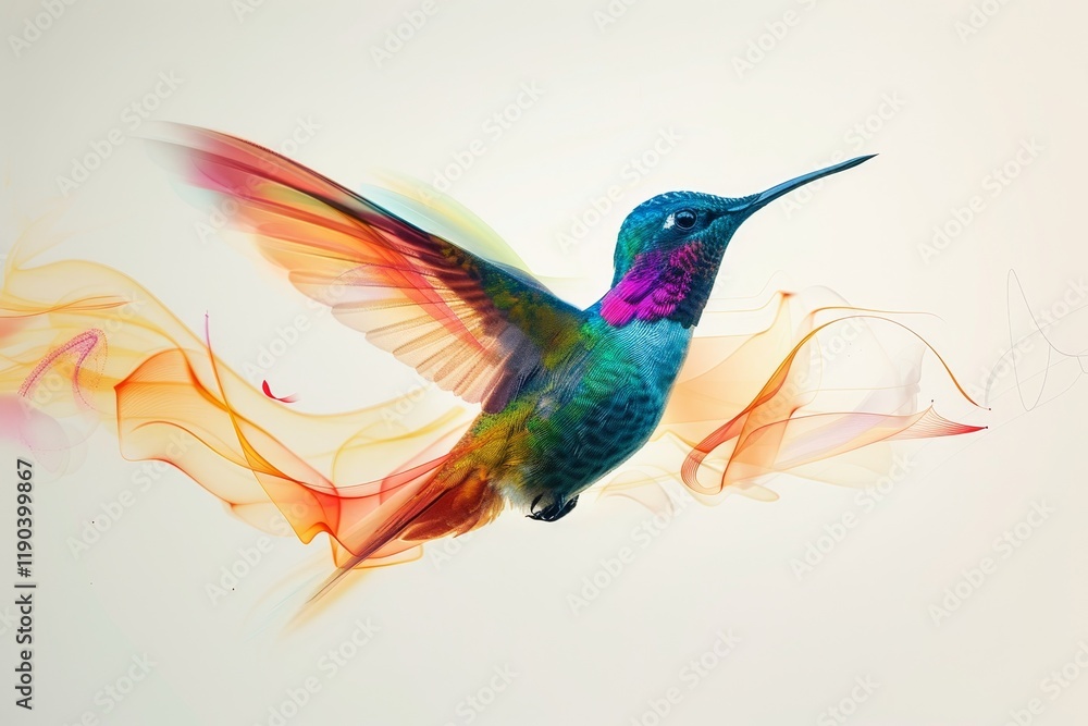 A minimalist, abstract representation of a hummingbird in flight, surrounded by vibrant, swirling colors, A minimalist representation of a hummingbird in mid-flight, focused on its streamlined form A minimalist, abstract representation of a hummingbird in flight, surrounded by vibrant, swirling colors, A minimalist representation of a hummingbird in mid-flight, focused on its streamlined form
