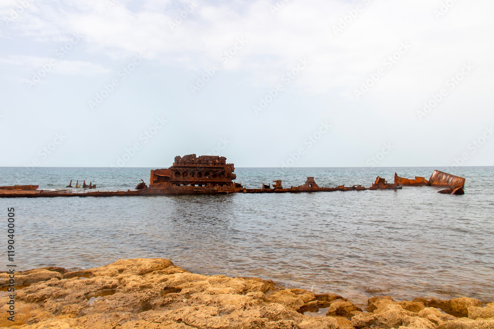 The shipwrecked boats of the Rimel, Bizerte, Tunisia The shipwrecked boats of the Rimel, Bizerte, Tunisia