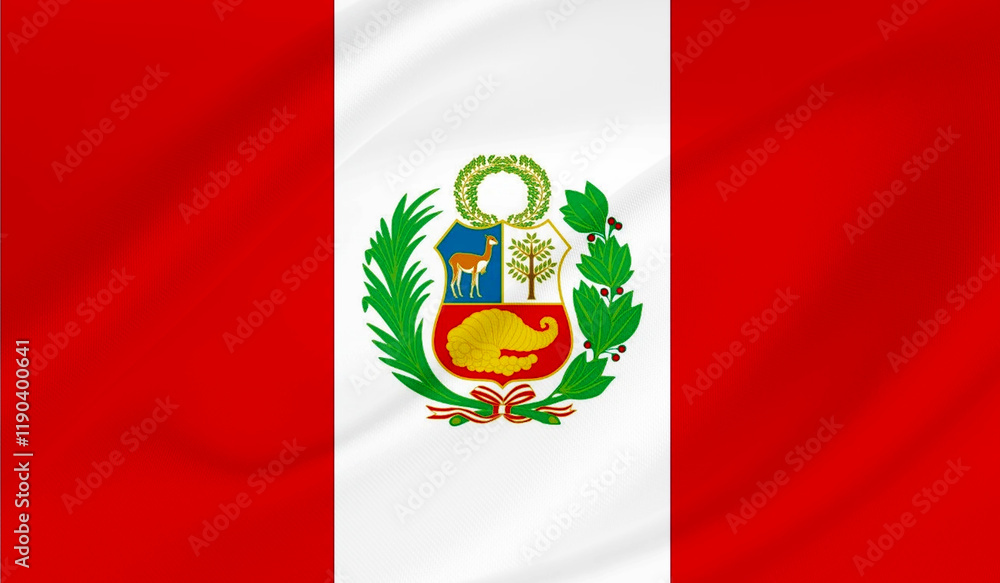 Obraz premium Realistic National Flag of Peru