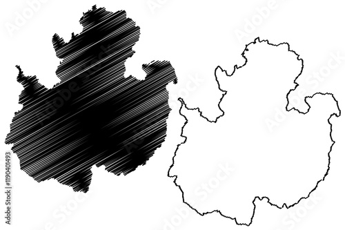 Fulda district (Federal Republic of Germany, rural district Kassel region, State of Hessen, Hesse, Hessia) map vector illustration, scribble sketch Hersfeld Fulda map