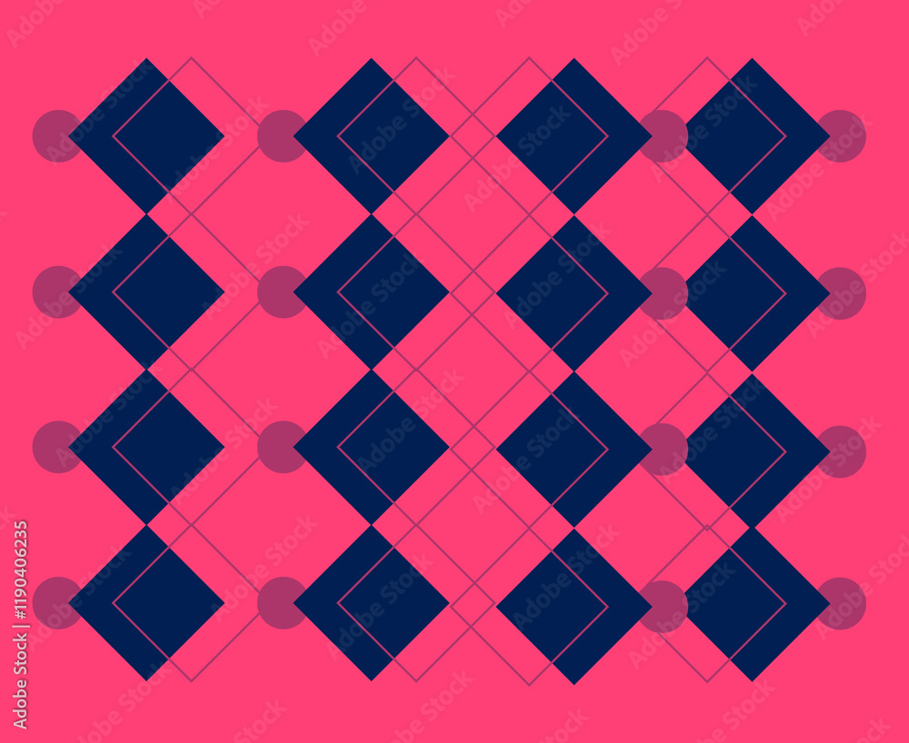 Abstract two tones grey and dark blue geometric seamless pattern with a fuschia background Abstract two tones grey and dark blue geometric seamless pattern with a fuschia background