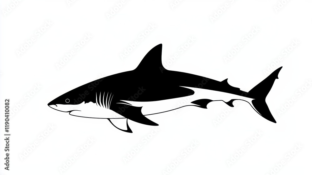 Shark swimming in ocean waters digital art underwater environment side view marine life concept Shark swimming in ocean waters digital art underwater environment side view marine life concept