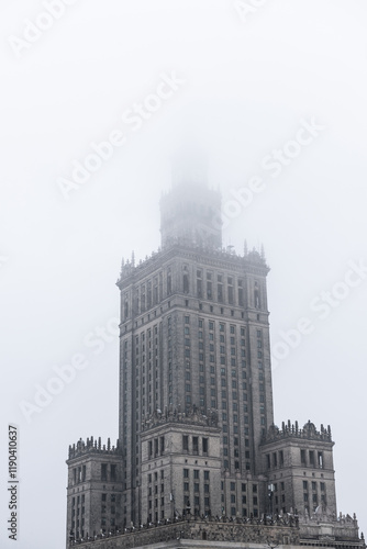 Wallpaper Mural Palace of Culture and Science in Warsaw on a foggy day Torontodigital.ca