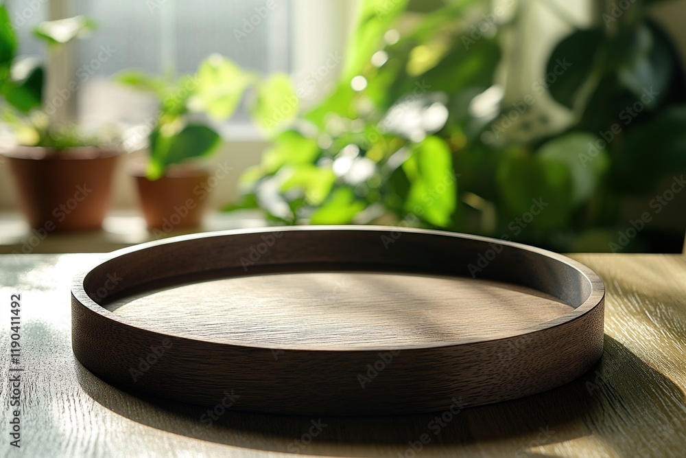 Showcase Wooden Tray: Home Decor, Stylish Serving Tray, Circular Design, Natural Wood, Elegant Presentation, Rustic Charm