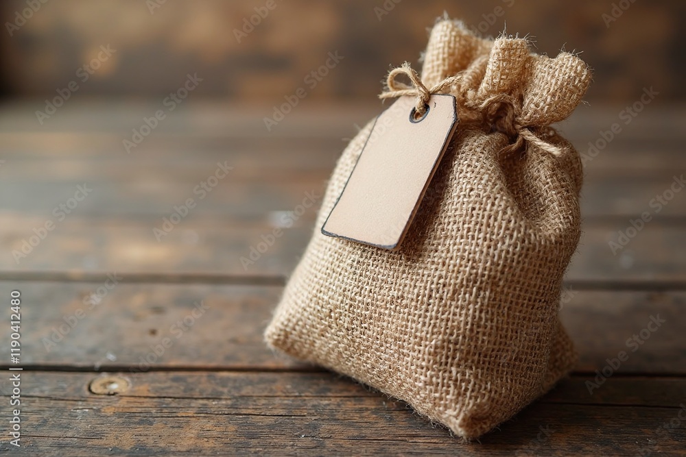 Rustic burlap gift bag with heart Rustic burlap gift bag with heart