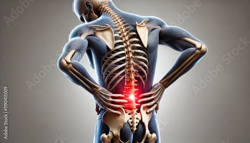 腰の痛みがある人体の骨格