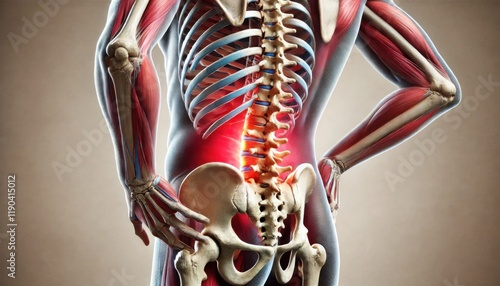 腰の痛みがある人体の骨格