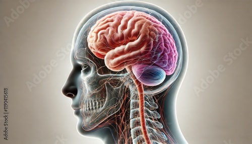 人体の頭部と脳