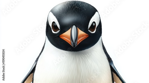 Penguin portrait arctic region animal photography white background close-up wildlife concept photo