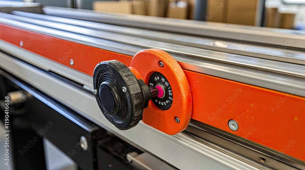 Fototapeta premium Industrial machinery close up showing adjustment knob