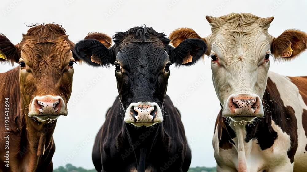 three cows on a white background three cows on a white background