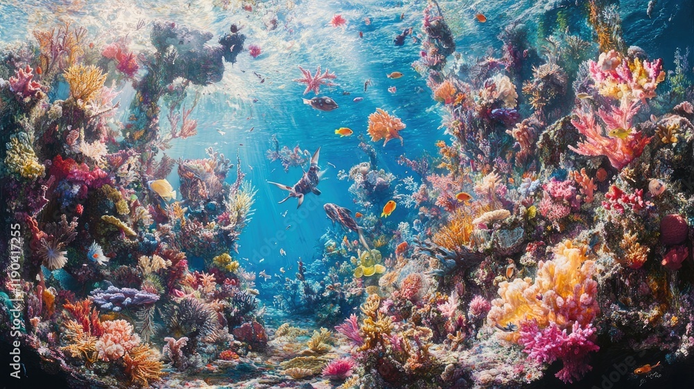 Vibrant Coral Reef Ecosystem With Diverse Marine Life Vibrant Coral Reef Ecosystem With Diverse Marine Life