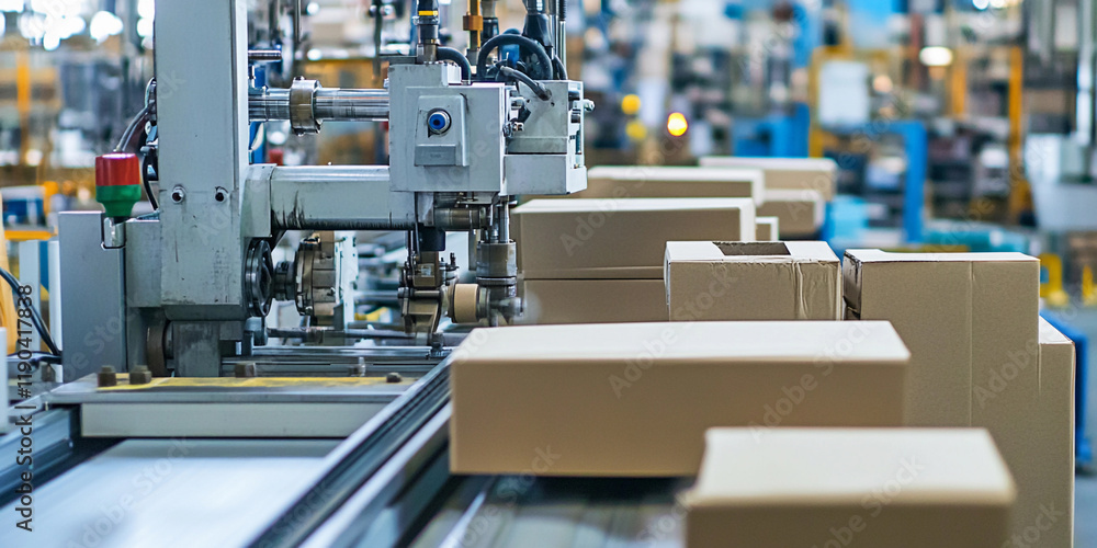 Packing process in an industrial warehouse setting Packing process in an industrial warehouse setting