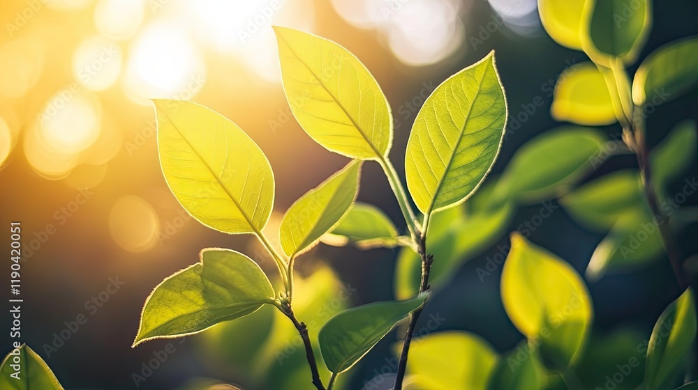 Sunlit Green Leaves Bask In Golden Sunlight Sunlit Green Leaves Bask In Golden Sunlight
