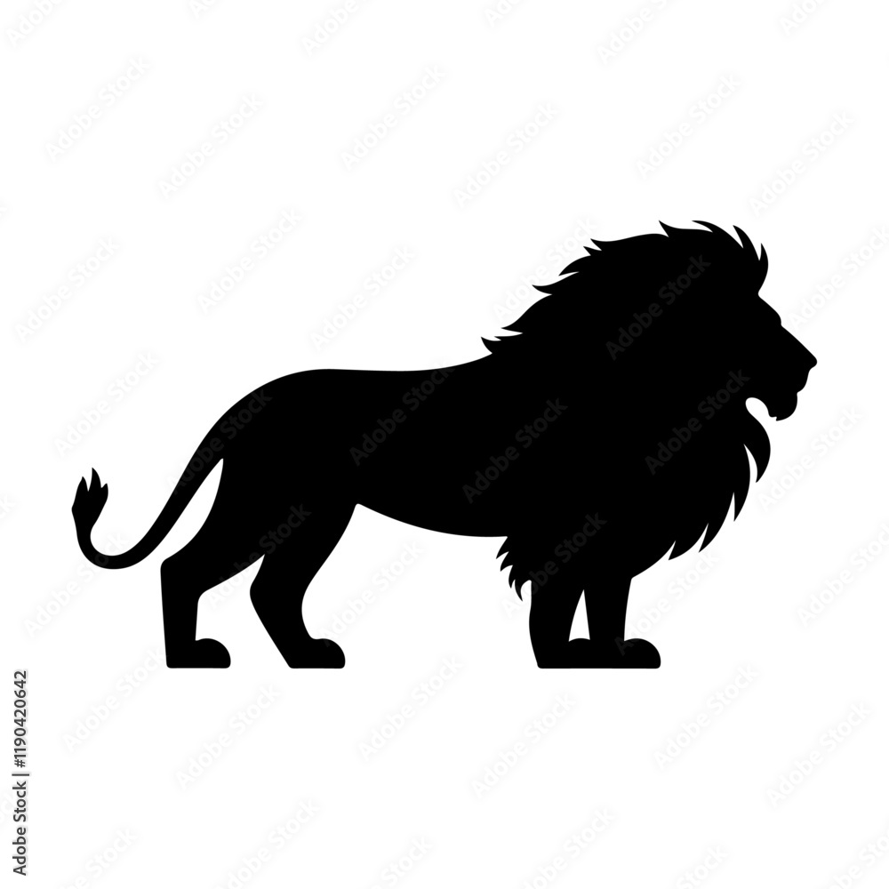 Obraz premium Majestic Lion Silhouette Vector with Bold Details