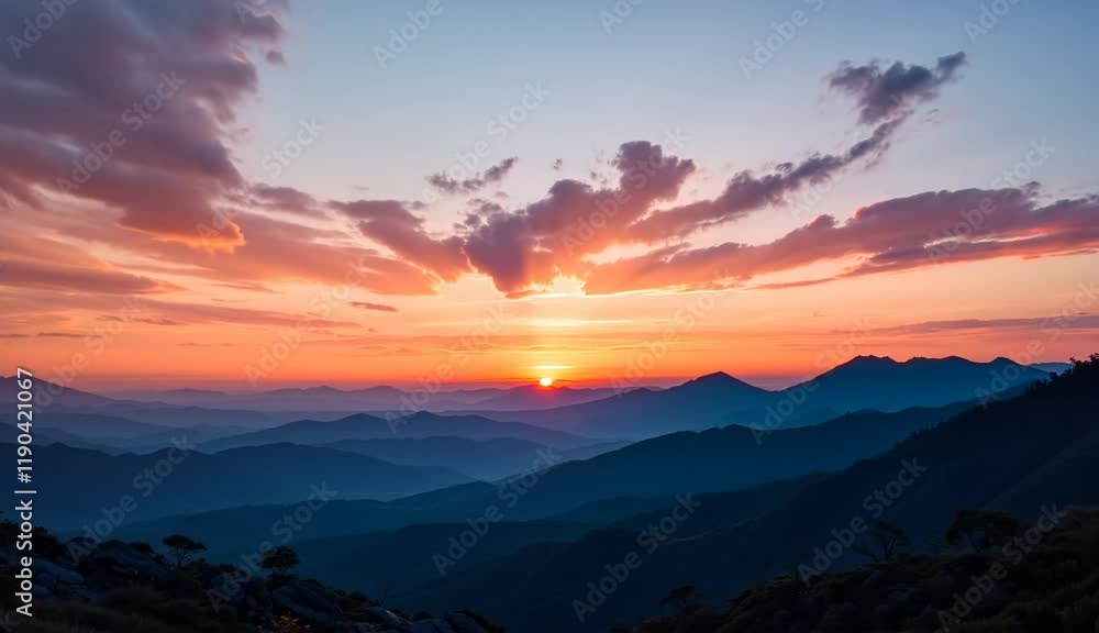Sunset Panorama Across Serene Hills Sunset Panorama Across Serene Hills