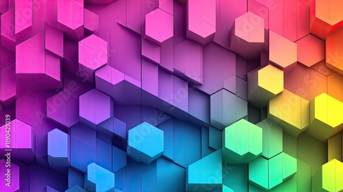 Abstract Hexagonal Pattern Colorful Geometric Design photo