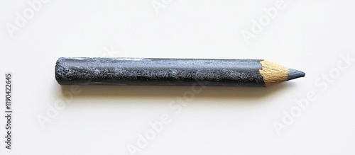 Close-up of a well-used dark gray pencil on a white background. photo