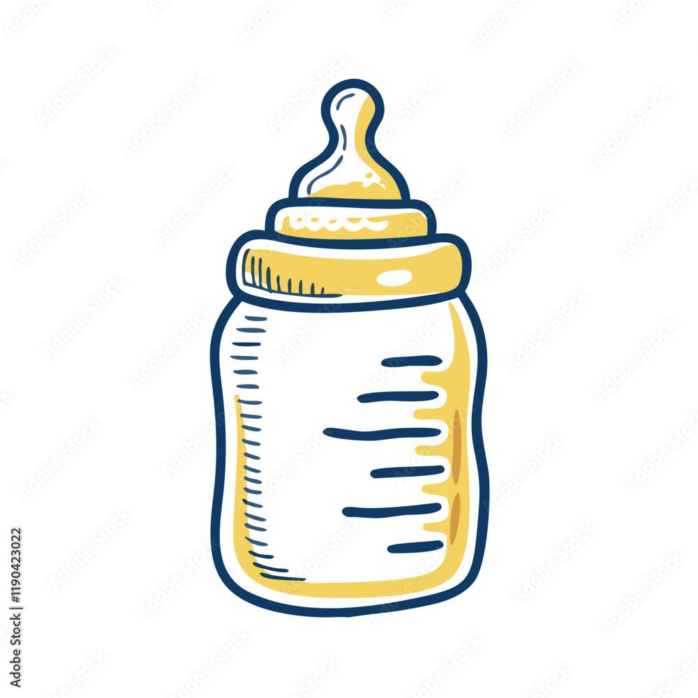 Minimalist Baby Bottle Drawing in Yellow and Navy for Parenting Resources Minimalist Baby Bottle Drawing in Yellow and Navy for Parenting Resources