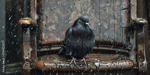 Close-up of a pigeon on railing against blurred background
