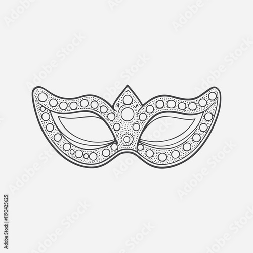 Theatrical mask hand drawn engraving style sketch Vector illustration Festival Venice icon isolated on white background