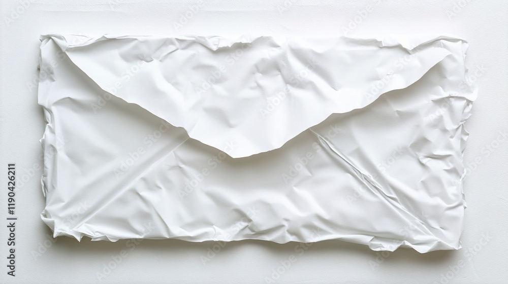 Obraz premium Crumpled white envelope on white background.