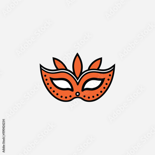 Carnival mask. Happy carnival festive concept with musical trumpet mask editable vector stroke saddle icon on white background