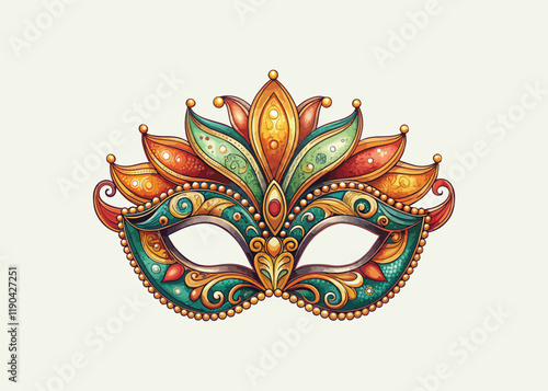 vector image of a woman's face with flowers, Venice Carnival masks, Mardi Gras vector icon isolated on white background