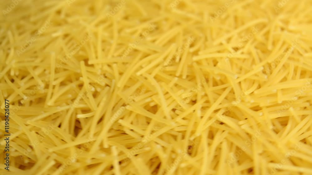Raw vermicelli, rotating. Side view. Raw vermicelli, rotating. Side view.