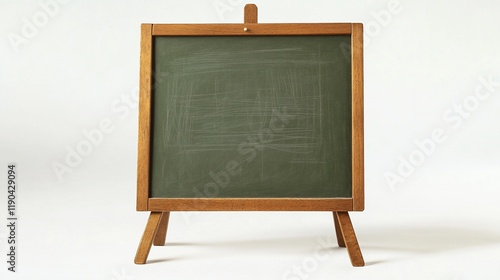 Empty square chalkboard on wooden easel.