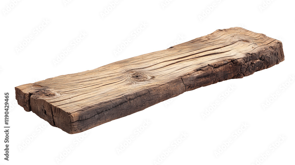 Fototapeta premium weathered old wood board, rustic cracked plank, cutout png