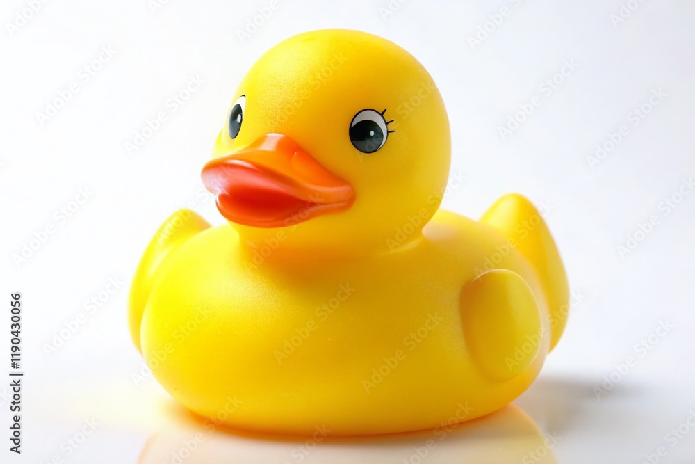 Adorable Yellow Rubber Duckling Bath Toy on White Background - Perfect for Baby Shower or Nursery Decor Adorable Yellow Rubber Duckling Bath Toy on White Background - Perfect for Baby Shower or Nursery Decor