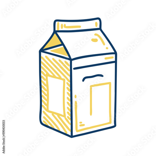 Classic Milk Carton in Retro Line Art Style