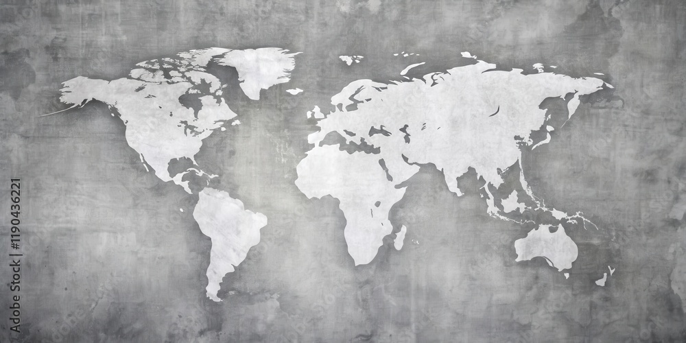 Fototapeta premium Textured World Map on a Concrete Background Global Perspective