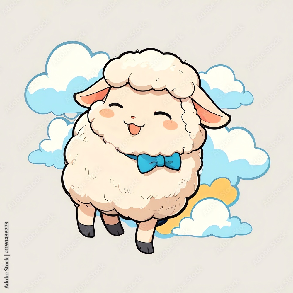 Adorable Happy Lamb Cartoon Illustration Adorable Happy Lamb Cartoon Illustration
