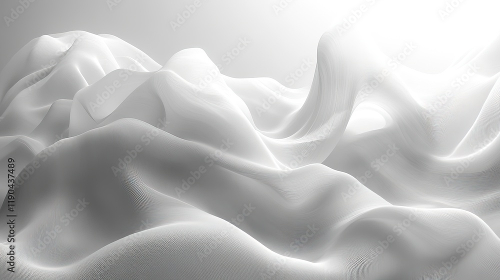 Obraz premium An abstract white wavy background illustration evokes a sense of fluidity and movement