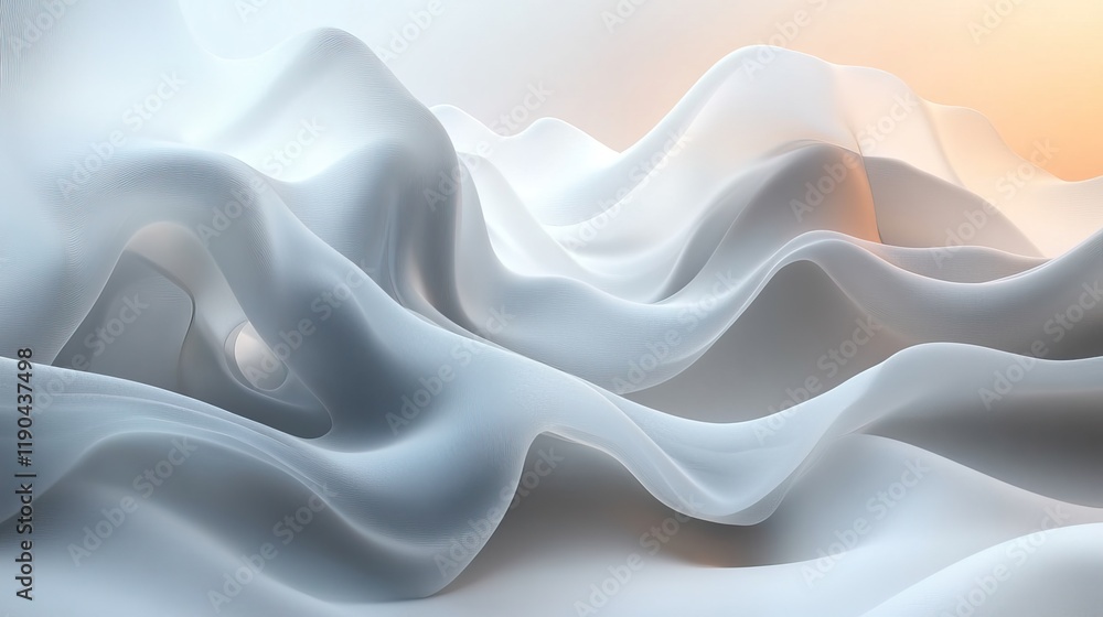 Fototapeta premium An abstract white wavy background illustration evokes a sense of fluidity and movement