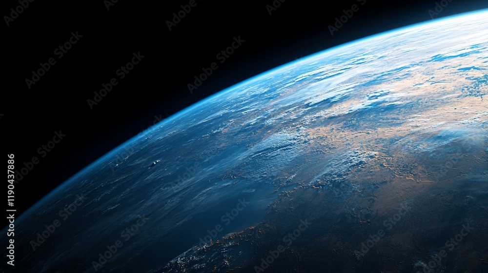 Fototapeta premium Stunning view of Earth from space, showcasing its vibrant blue oceans, swirling clouds, and landmasses.