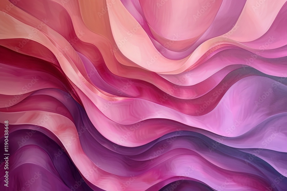 Fototapeta premium A close-up abstract digital painting featuring pink and purple flowing lines, Flowing lines and curves in shades of pink and purple