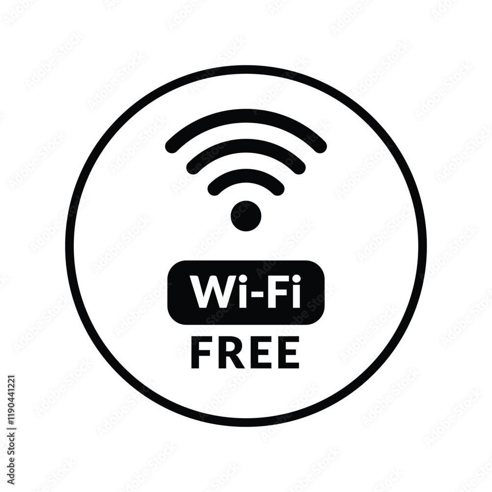 Free WiFi Information Sign. Hotspot Area. stock illustration Free WiFi Information Sign. Hotspot Area. stock illustration