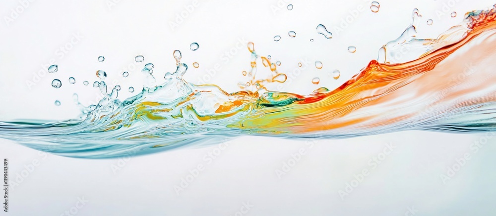 Colorful water splash with ripple and droplets on white background. Colorful water splash with ripple and droplets on white background.