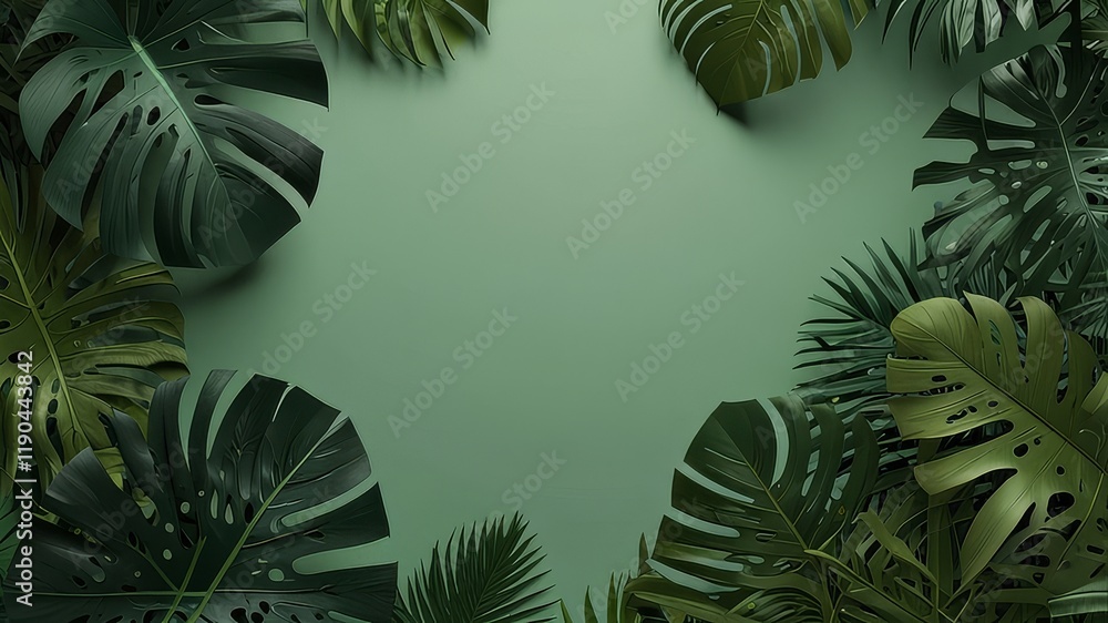 Naklejka premium fern leaf with frame for advertisement